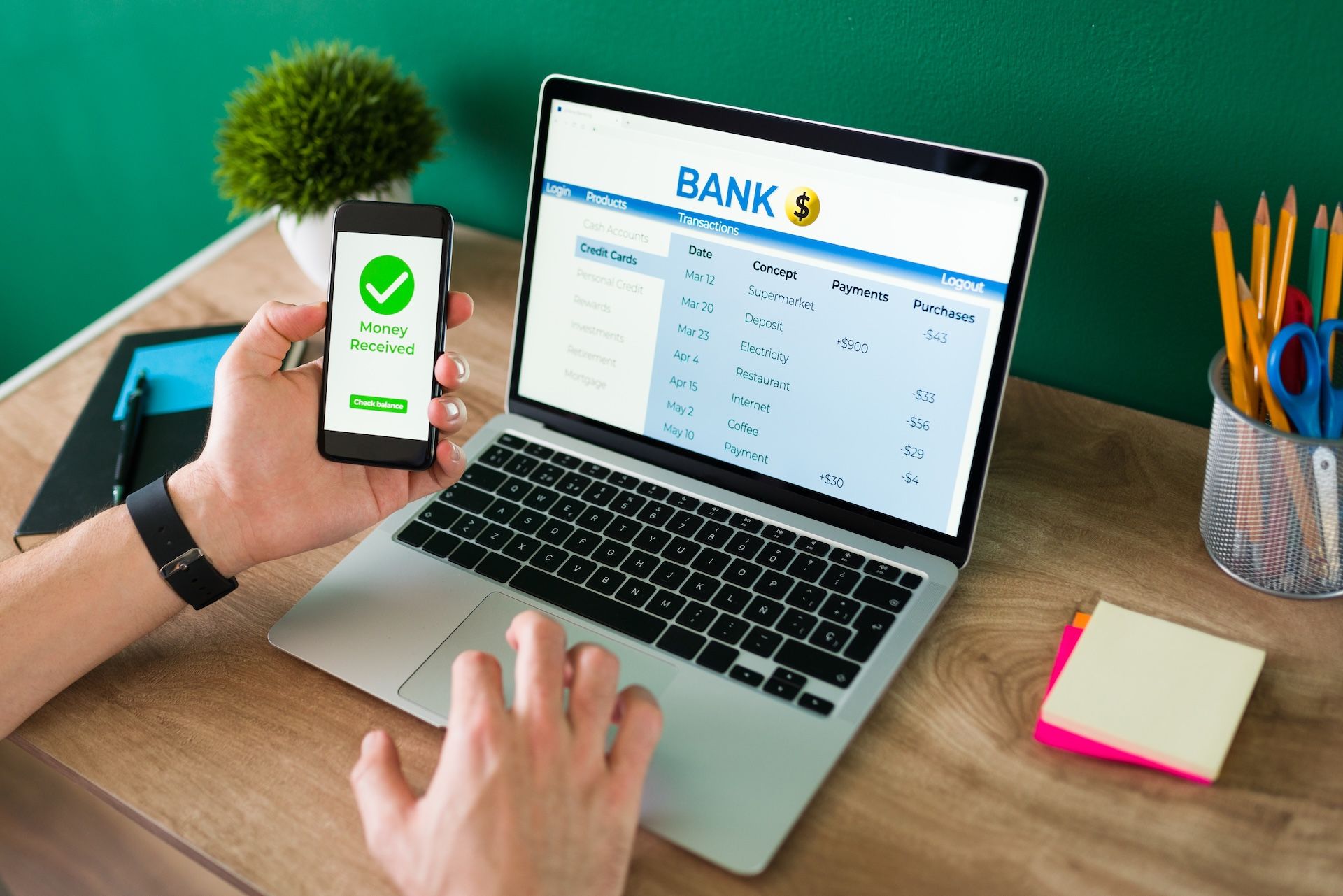 Transfert d’argent via banque en ligne